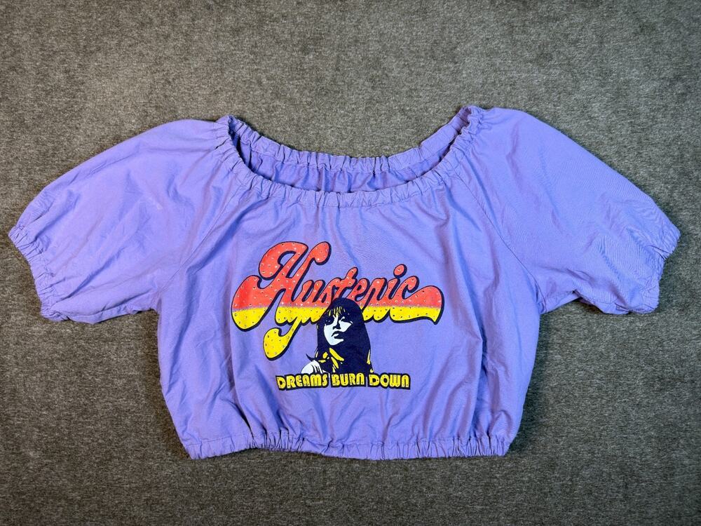 VTG Hysteric Glamour Purple Dreams Burn Down Cropped Puff Sleeve Top One Size
